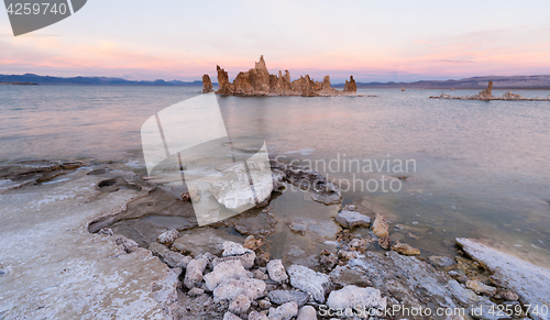 Image of Rock Salt Tufa Formations Sunset Mono Lake California Nature Out