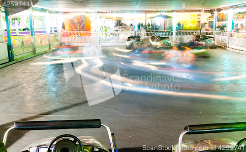 Image of Bumper Cars Amusement Park Ride Blurred Motion