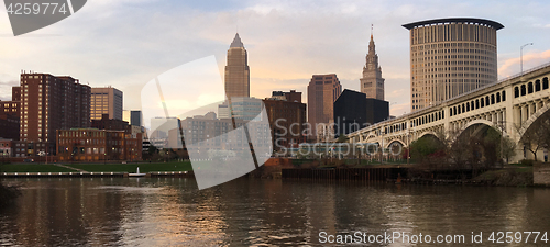 Image of Cleveland Ohio Downtown City Skyline Cuyahoga River