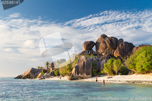 Image of Beautiful Anse Source d\'Argent tropical beach, La Digue island, Seychelles.