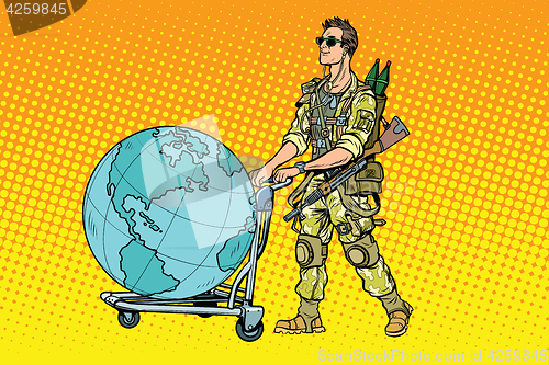 Image of Military tourism, the mercenary with a cart Earth