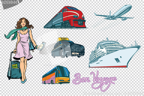 Image of Tourist transport set on isolated background