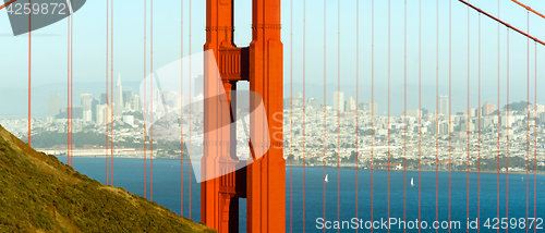 Image of Panoramic Golden Gate Bridge San Francisco Marin County Headland