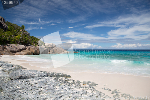 Image of island beach in indian ocean on seychelles