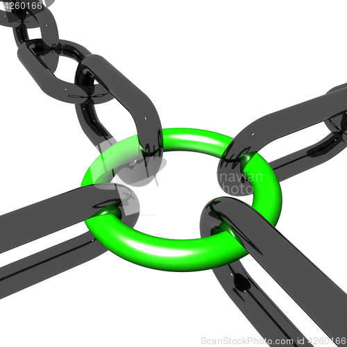 Image of Green Four Link Shows Connection and Togetherness