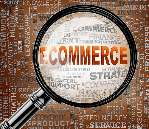 Image of Ecommerce Magnifier Represents Online Business And Biz
