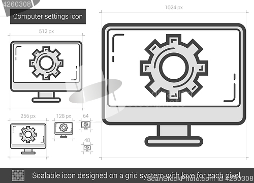 Image of Computer settings line icon.