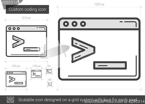 Image of Custom coding line icon.