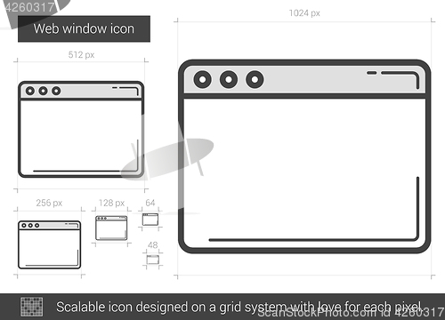 Image of Web window line icon.