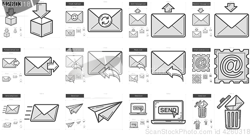 Image of Email line icon set.