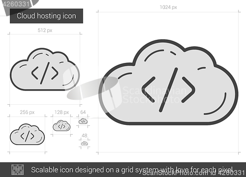 Image of Cloud hosting line icon.