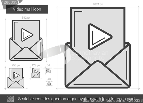 Image of Video mail line icon.