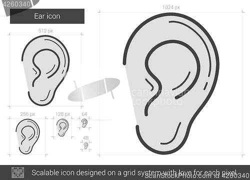 Image of Ear line icon.