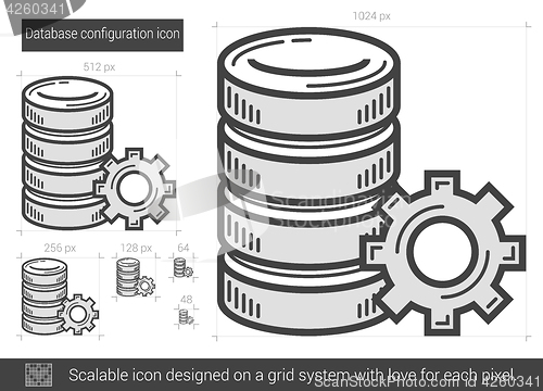 Image of Database configuration line icon.