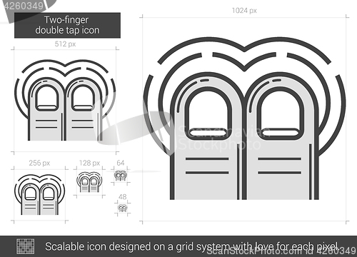 Image of Two-finger double tap line icon.