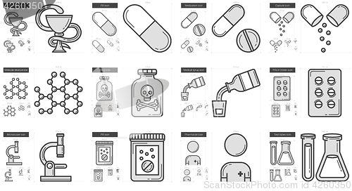 Image of Medicine line icon set.