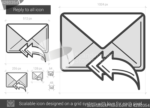 Image of Reply to all line icon.