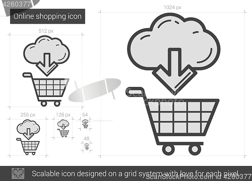 Image of Online shopping line icon.