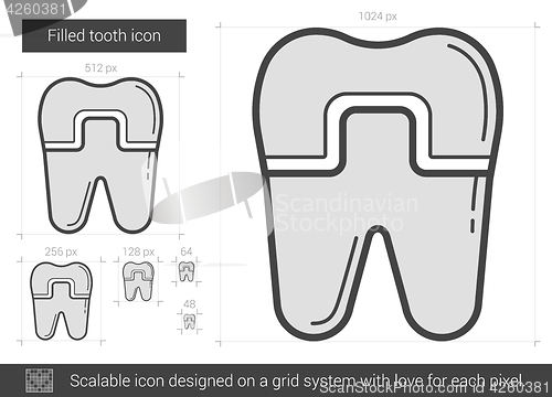 Image of Filled tooth line icon.