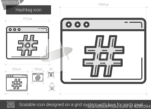 Image of Hashtag line icon.