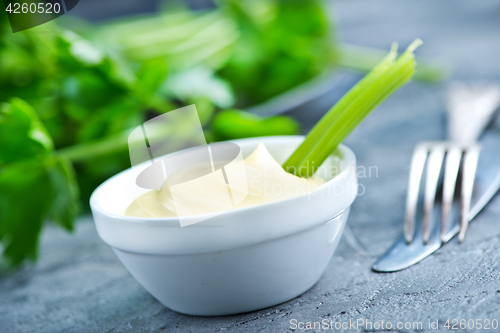 Image of celery with sauce