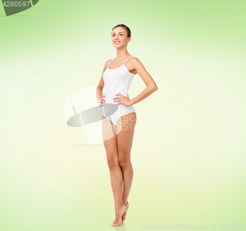 Image of beautiful young woman in white underwear