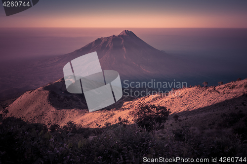 Image of Stratovolcano Mt. Merbabu during sunrise