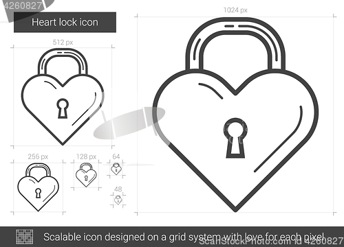 Image of Heart lock line icon.