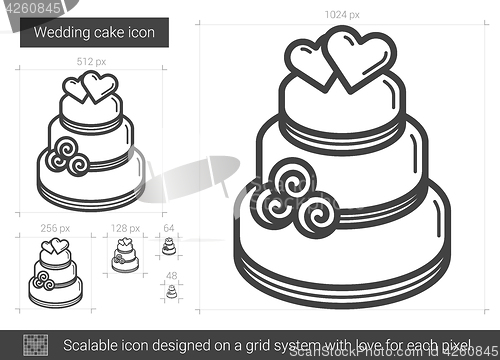 Image of Wedding cake line icon.