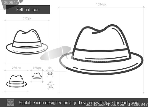 Image of Felt hat line icon.