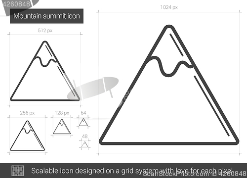 Image of Mountain summit line icon.