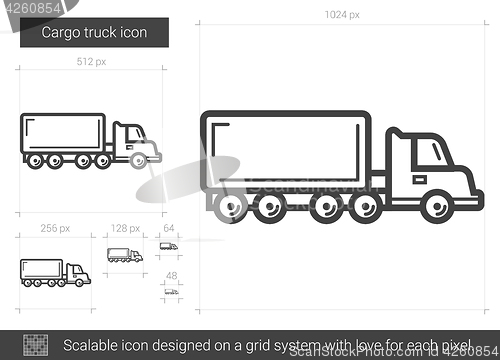 Image of Cargo truck line icon.