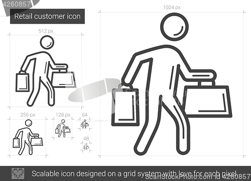 Image of Retail customer line icon.
