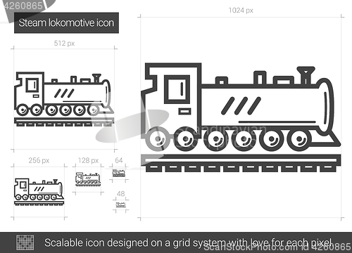 Image of Steam locomotive line icon.