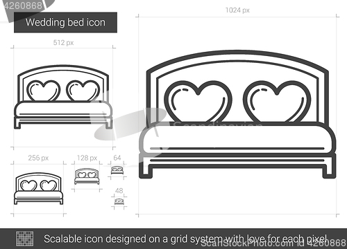 Image of Wedding bed line icon.