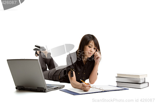 Image of Studying asian girl