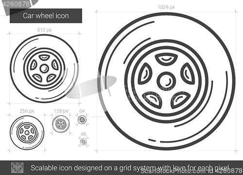 Image of Car wheel line icon.