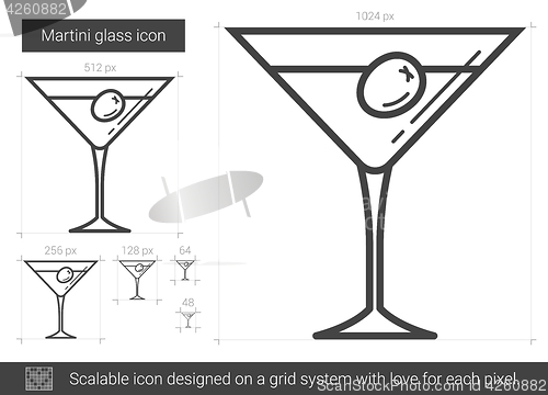 Image of Martini glass line icon.