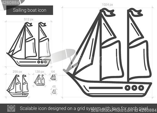 Image of Sailing boat line icon.