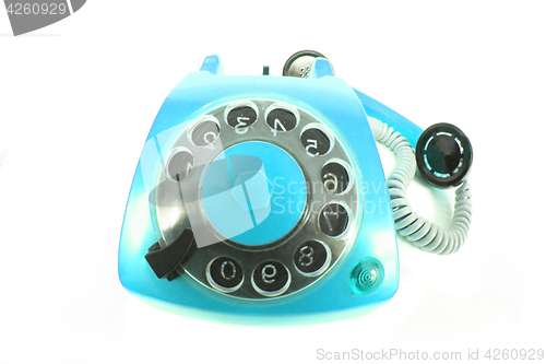 Image of old blue telephone