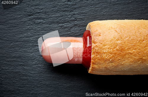 Image of Hotdog with ketchup