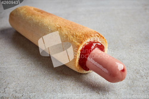 Image of Hotdog with ketchup