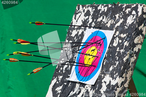 Image of arrows hitting an archery target