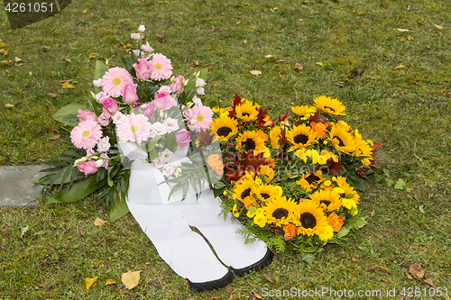 Image of Beautiful floral arrangements on a funeral