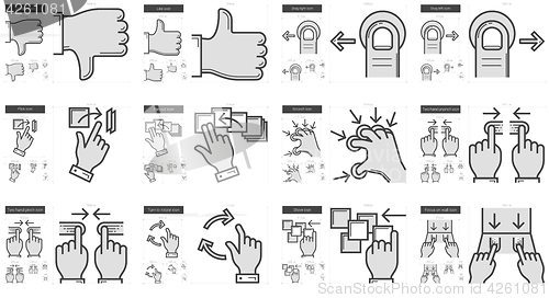 Image of Touch gestures line icon set.