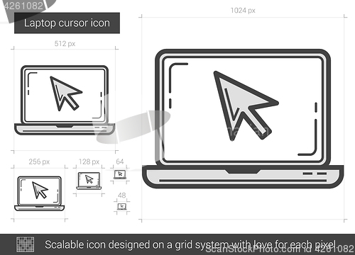 Image of Laptop cursor line icon.
