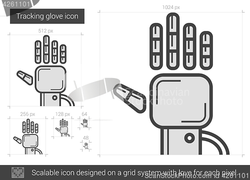 Image of Tracking glove line icon.