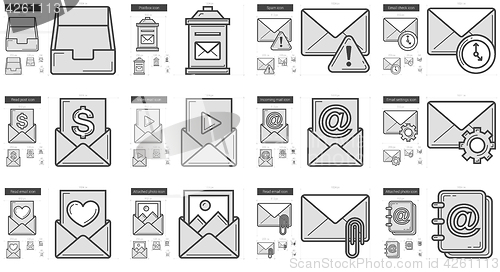 Image of Email line icon set.