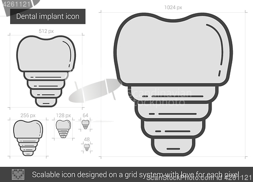 Image of Dental implant line icon.