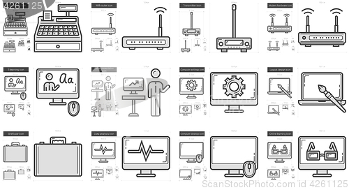 Image of Technology line icon set.